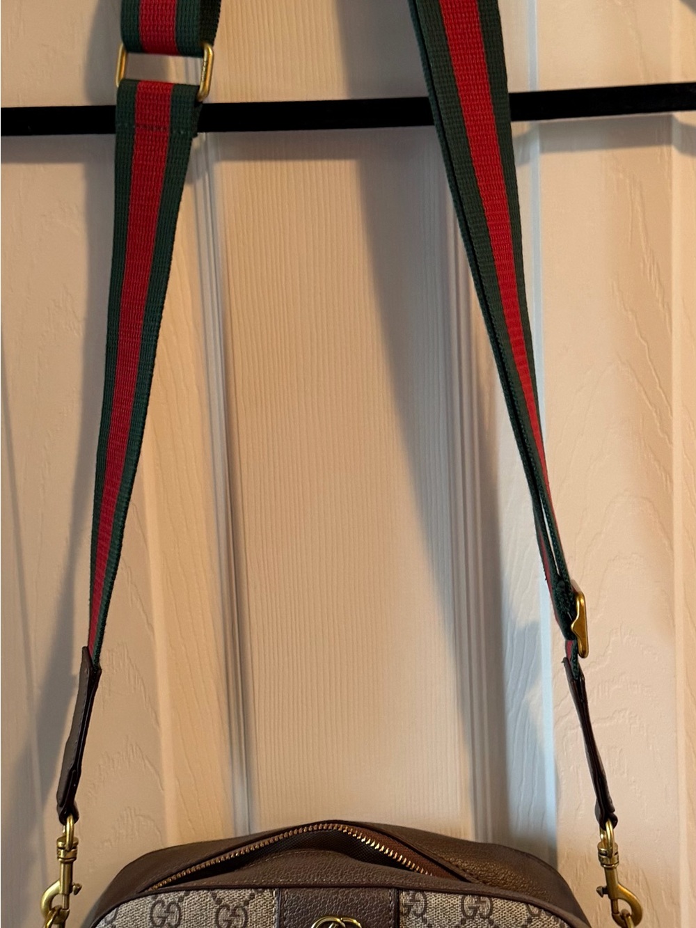 Gucci Beige Brown Monogram Crossbody with Green and Red Stripe - Picture 6 of 6